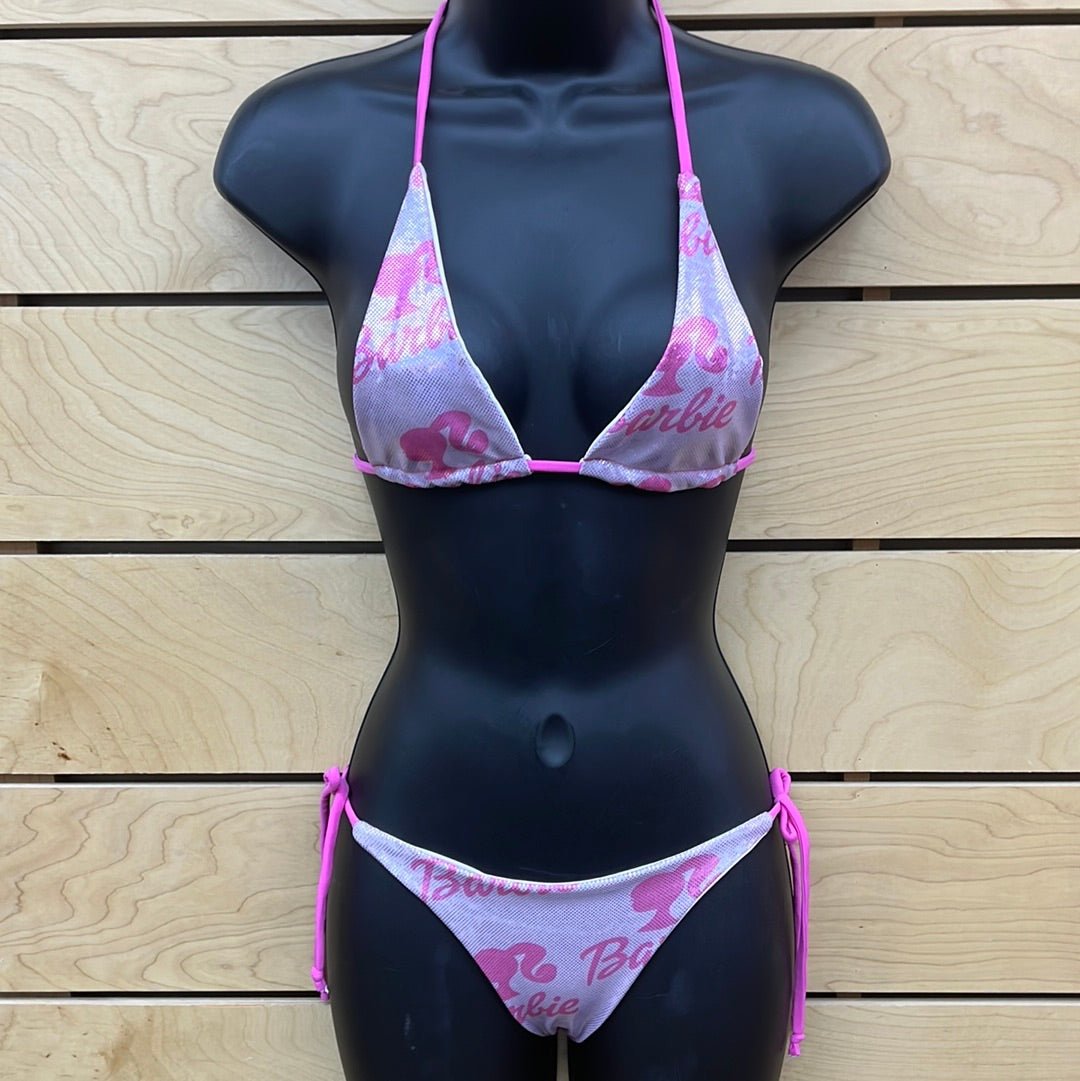 Demon Bikini – An Online Bikini Store in USA - Silver & Pink // Tie Side Bottom - Bikini Bottom - 1