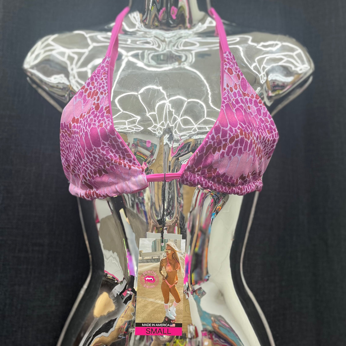 Demon Bikini – An Online Bikini Store in USA - Bubblegum Snake // Triangle Top - Bikini Top - 1