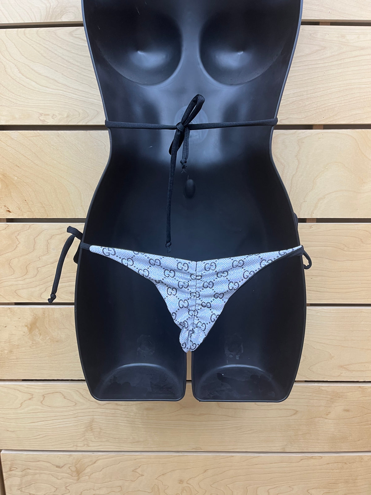 Demon Bikini – An Online Bikini Store in USA - Silver & Black // Tie Side Bottom - Bikini Bottom - 2