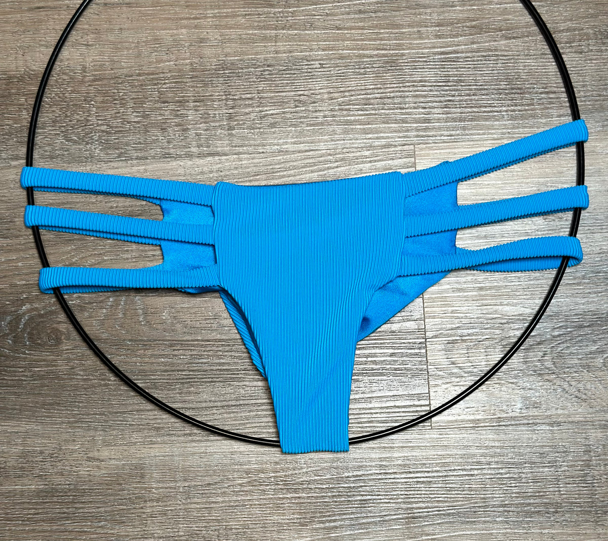 Demon Bikini – An Online Bikini Store in USA - Hawaii Blue Ribbed // Strappy Bottom - Bikini Bottom - 4